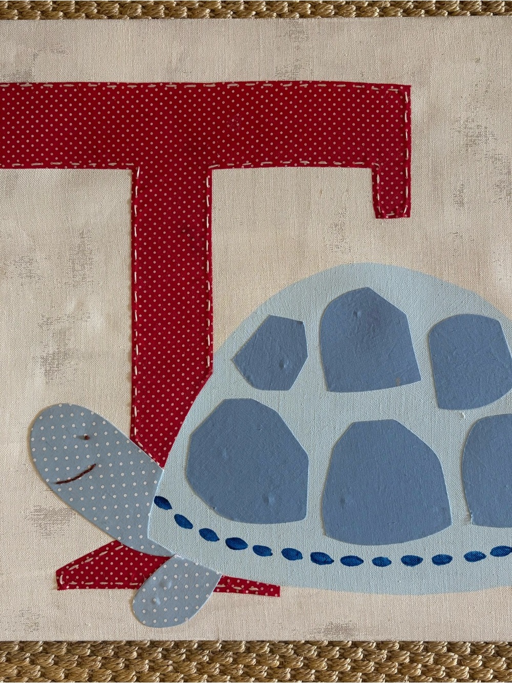 Pottery Barn Kids Red Letter with Blue Turtle Canvas